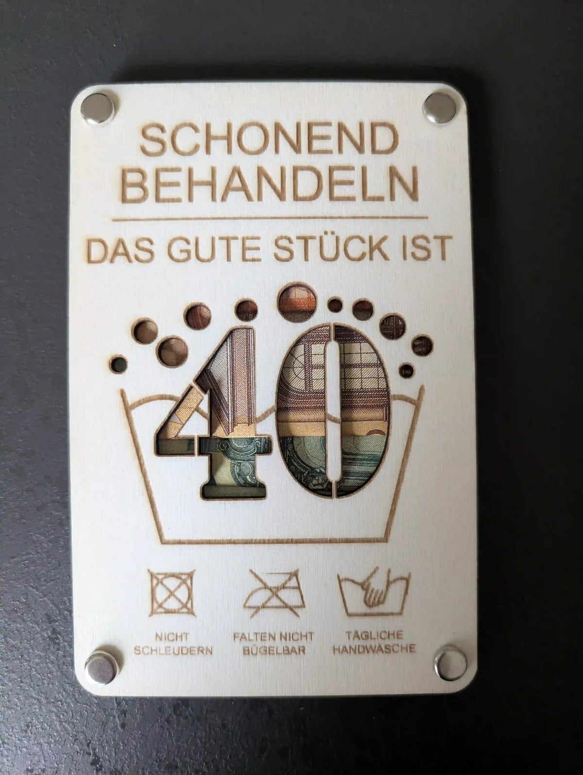 Holzumschlag für Geld und Gutscheine