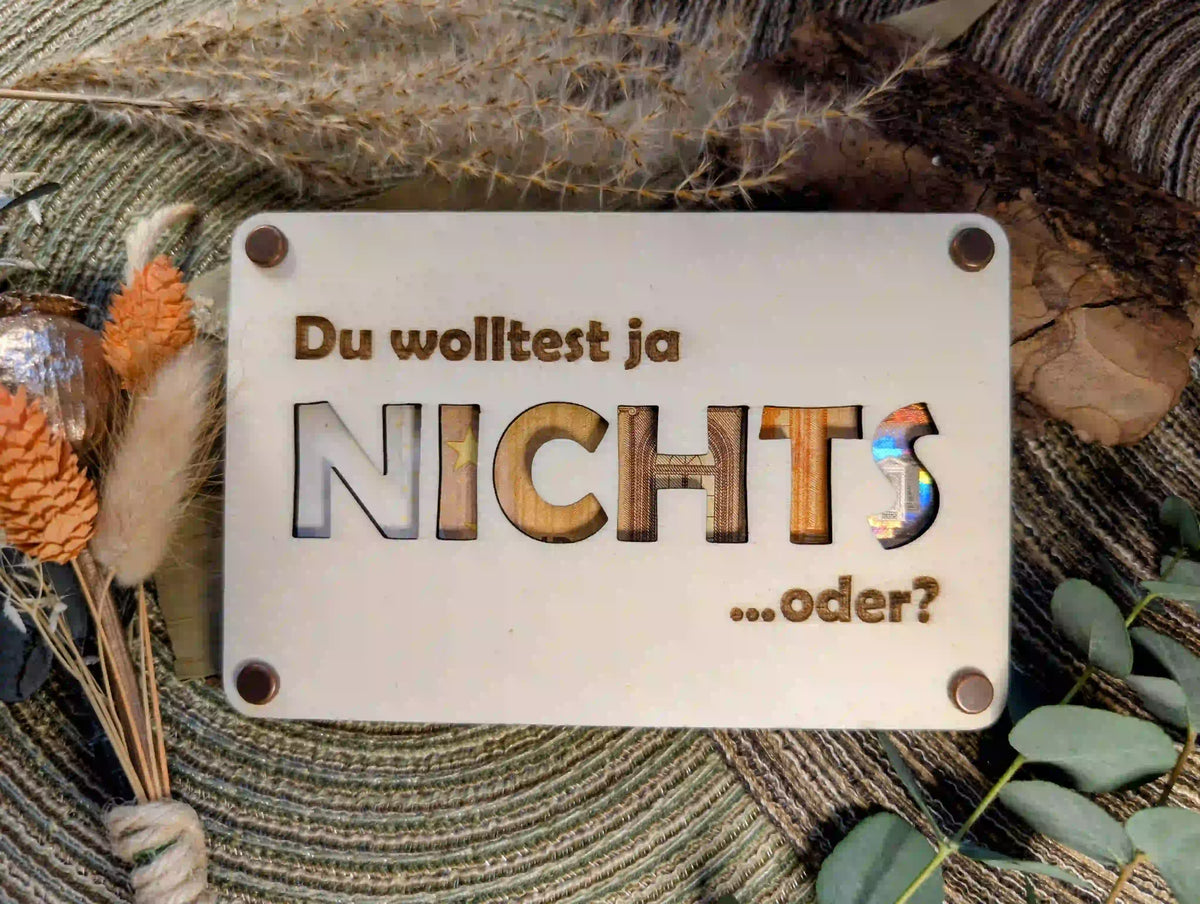 Holzumschlag für Geld und Gutscheine